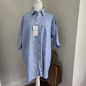 Massimo Castello Mens Size 44 New Blue Button-Up Dress Shirt